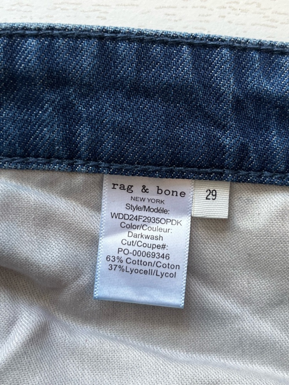 Rag & Bone Lori Mid Rise Wide Leg Darkwash Denim Jeans Size 29 - Picture 9 of 9